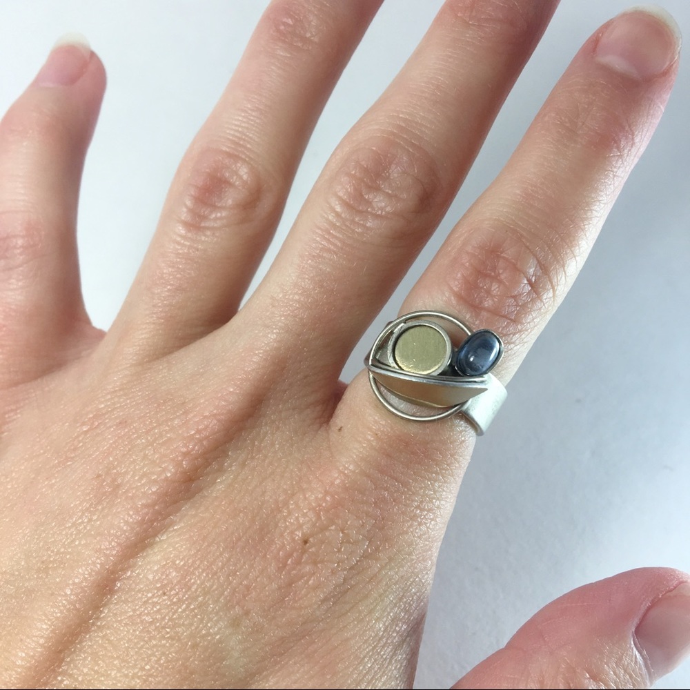 Two tone Art Deco ring